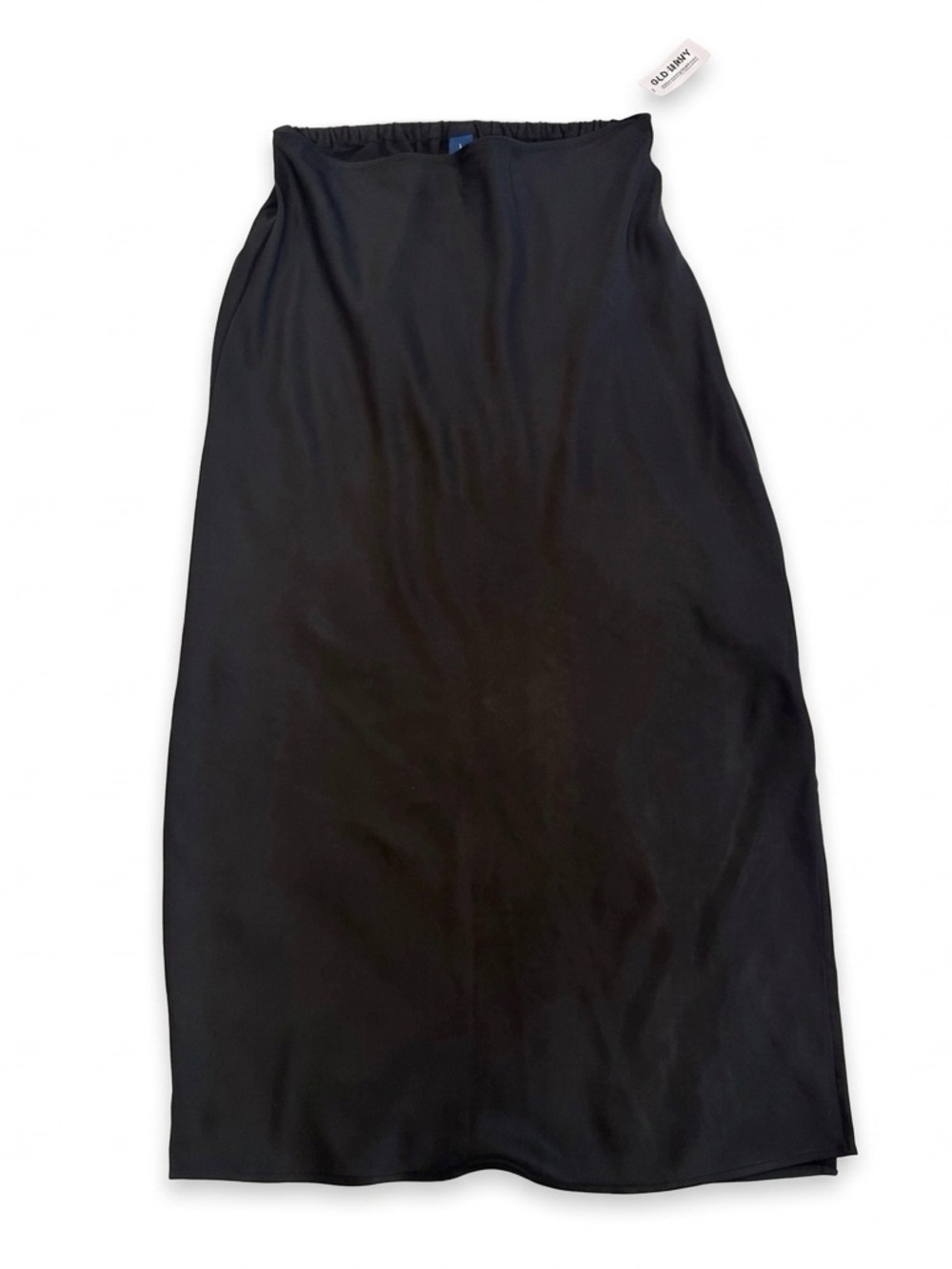 OLD NAVY Slip Skirt Black Solid Midi Satin-Look Size Small S - Picture 2 of 6